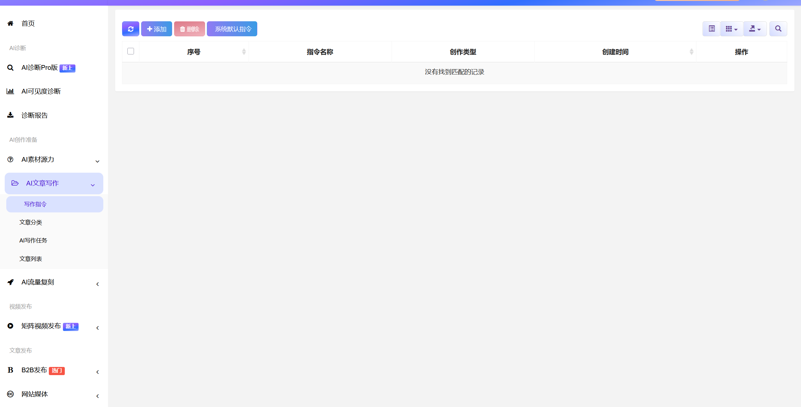AI品牌文章创作任务界面截图